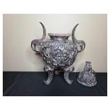 Vintage Ornate Metal Incense Burner with Lid