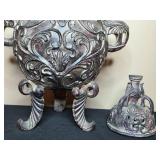 Vintage Ornate Metal Incense Burner with Lid