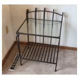 Metal and Glass Side Table or Kitchen/Garden Rack with Lower Shelf