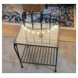 Metal and Glass Side Table with Lower Shelf