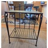 Metal and Glass Side Table with Lower Shelf