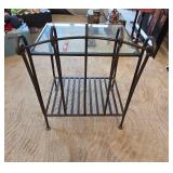 Metal and Glass Side Table with Lower Shelf