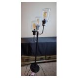 Modern Three-Light Floor Lamp with Glass Cylinder Shades