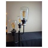 Modern Three-Light Floor Lamp with Glass Cylinder Shades