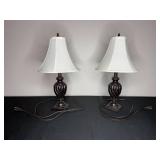 Pair of Swirled Resin Table Lamps with White Shades