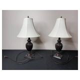 Pair of Swirled Resin Table Lamps with White Shades