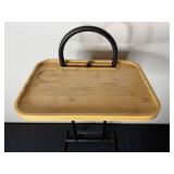 Bamboo Snack Table with Metal Stand and Magazine Holder