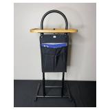 Bamboo Snack Table with Metal Stand and Magazine Holder