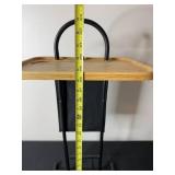 Bamboo Snack Table with Metal Stand and Magazine Holder