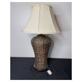 Woven Base Table Lamp with Fabric Shade