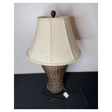Woven Base Table Lamp with Fabric Shade