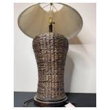 Woven Base Table Lamp with Fabric Shade