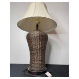 Woven Base Table Lamp with Fabric Shade