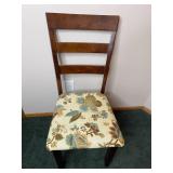 Wooden Dining Chair with Floral Upholstery