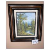 Framed Painting by Antano - Riverside Landscape 16x14.5 Inches