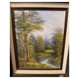 Framed Painting by Antano - Riverside Landscape 16x14.5 Inches