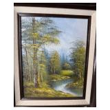 Framed Painting by Antano - Riverside Landscape 16x14.5 Inches