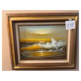 Peter Sanders Seascape Oil Painting in Ornate Frame
