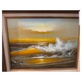 Peter Sanders Seascape Oil Painting in Ornate Frame