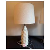 Pair of Ceramic Table Lamps with Textured Base and Light Beige Shade