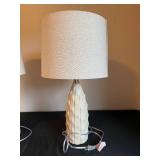 Pair of Ceramic Table Lamps with Textured Base and Light Beige Shade