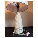 Pair of Ceramic Table Lamps with Textured Base and Light Beige Shade