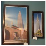 Pair of Framed Modernist Cityscape Art Prints
