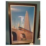 Pair of Framed Modernist Cityscape Art Prints