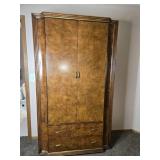 Vintage Wooden Wardrobe Armoire with Drawers