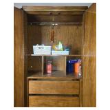 Vintage Wooden Wardrobe Armoire with Drawers