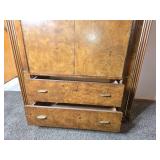 Vintage Wooden Wardrobe Armoire with Drawers