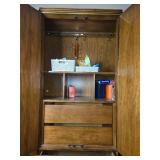 Vintage Wooden Wardrobe Armoire with Drawers