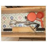 VTG French Pastry Rolling Pin, Vintage Hand Mixer and Measuring Cup Set with Yeast