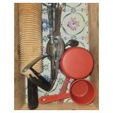 VTG French Pastry Rolling Pin, Vintage Hand Mixer and Measuring Cup Set with Yeast