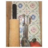 VTG French Pastry Rolling Pin, Vintage Hand Mixer and Measuring Cup Set with Yeast