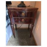 Vintage Wooden Nightstand with Brass Tone Handles