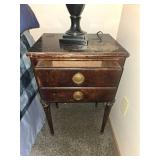 Vintage Wooden Nightstand with Brass Tone Handles