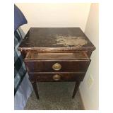 Vintage Wooden Nightstand with Brass Tone Handles