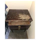 Vintage Wooden Nightstand with Brass Tone Handles