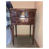 Vintage Wooden Nightstand with Brass Tone Handles