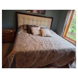 Upholstered Bed Frame with Headboard and Pillows