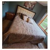 Upholstered Bed Frame with Headboard and Pillows