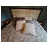 Upholstered Bed Frame with Headboard and Pillows