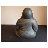 Pair of Buddha Statues: Large Bronze-Colored and Small Red Resin Design