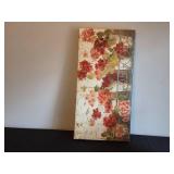 Floral Canvas Wall Art and Stainless Steel Trash Can