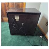 Dark Wood Nightstand with Drawer and Shelf