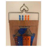 Vintage Wood Cribbage Board with Playing Pegs