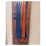 Vintage Wood Cribbage Board with Playing Pegs