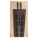 Vintage Wooden Cribbage Board with Pegs