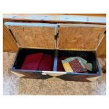 Western Style Wooden Storage Bench with Cowhide Upholstery